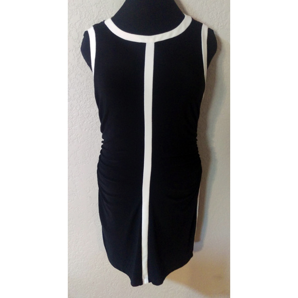 EUC Black and cream bodycon LBD dress 14 - Picture 2 of 7